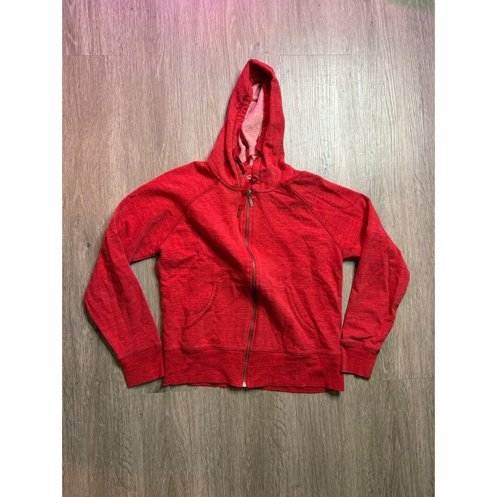 Eddie Bauer Mens Red Heather Fleece Full Zip Hoodie Sweatshirt Medium